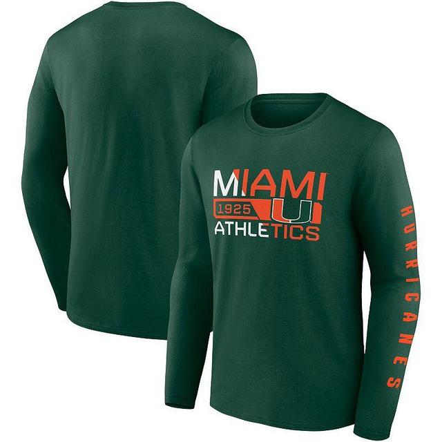 Mens Fanatics Branded Miami Hurricanes Broad Jump 2-Hit Long Sleeve T-Shirt Product Image