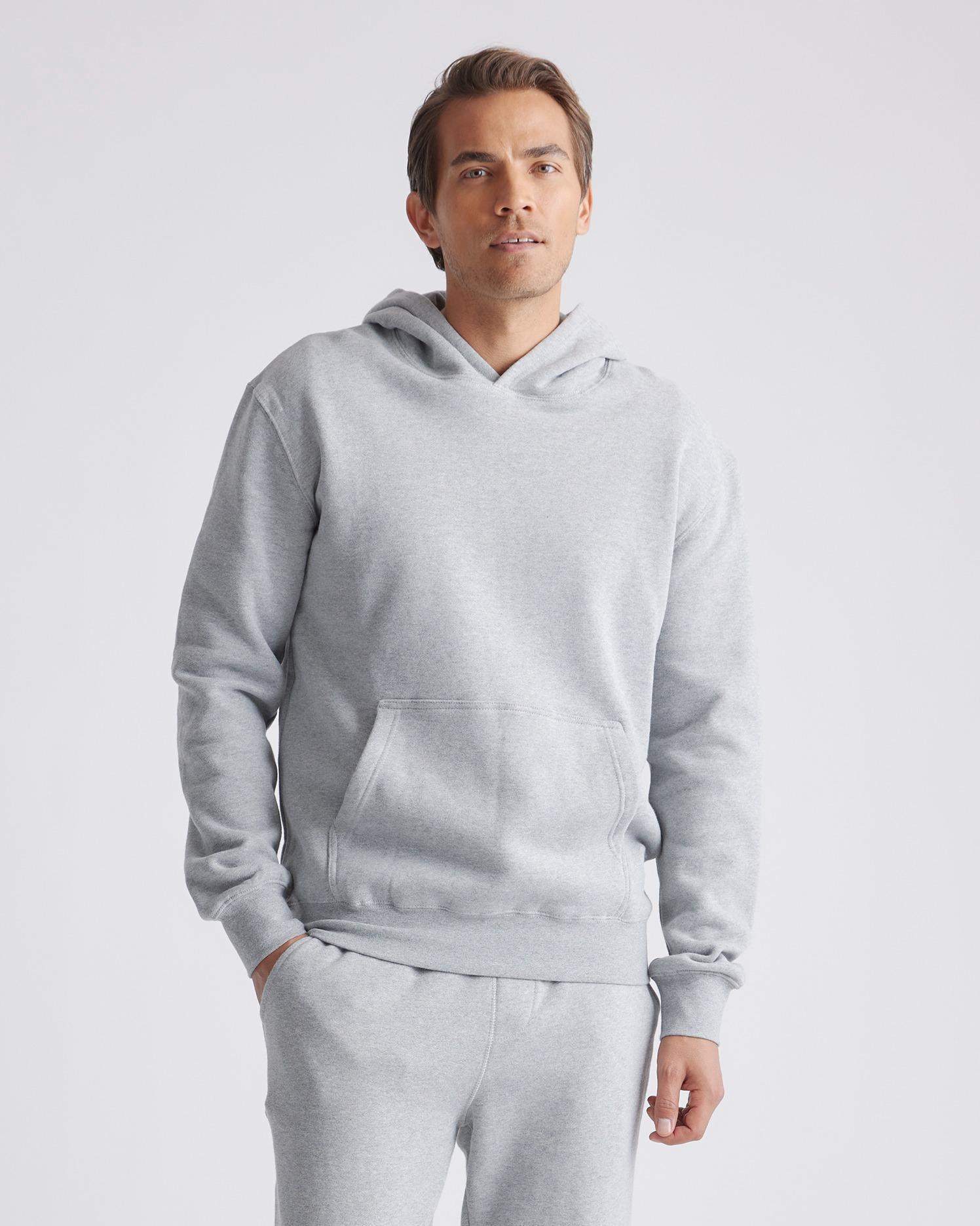 Mens Organic Heavyweight Fleece Hoodie in Heather Grey, Size XL, Organic Cotton by Quince Product Image