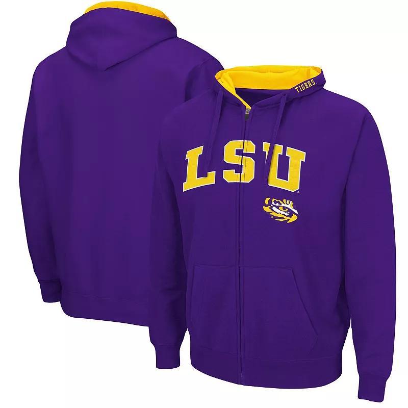 Mens Colosseum Purple LSU Tigers Arch & Logo 3.0 Full-Zip Hoodie Product Image