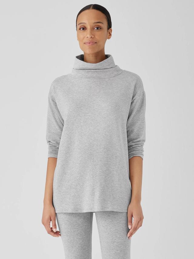 EILEEN FISHER Cozy Brushed Terry Hug Funnel Neck Long Topfemale Product Image