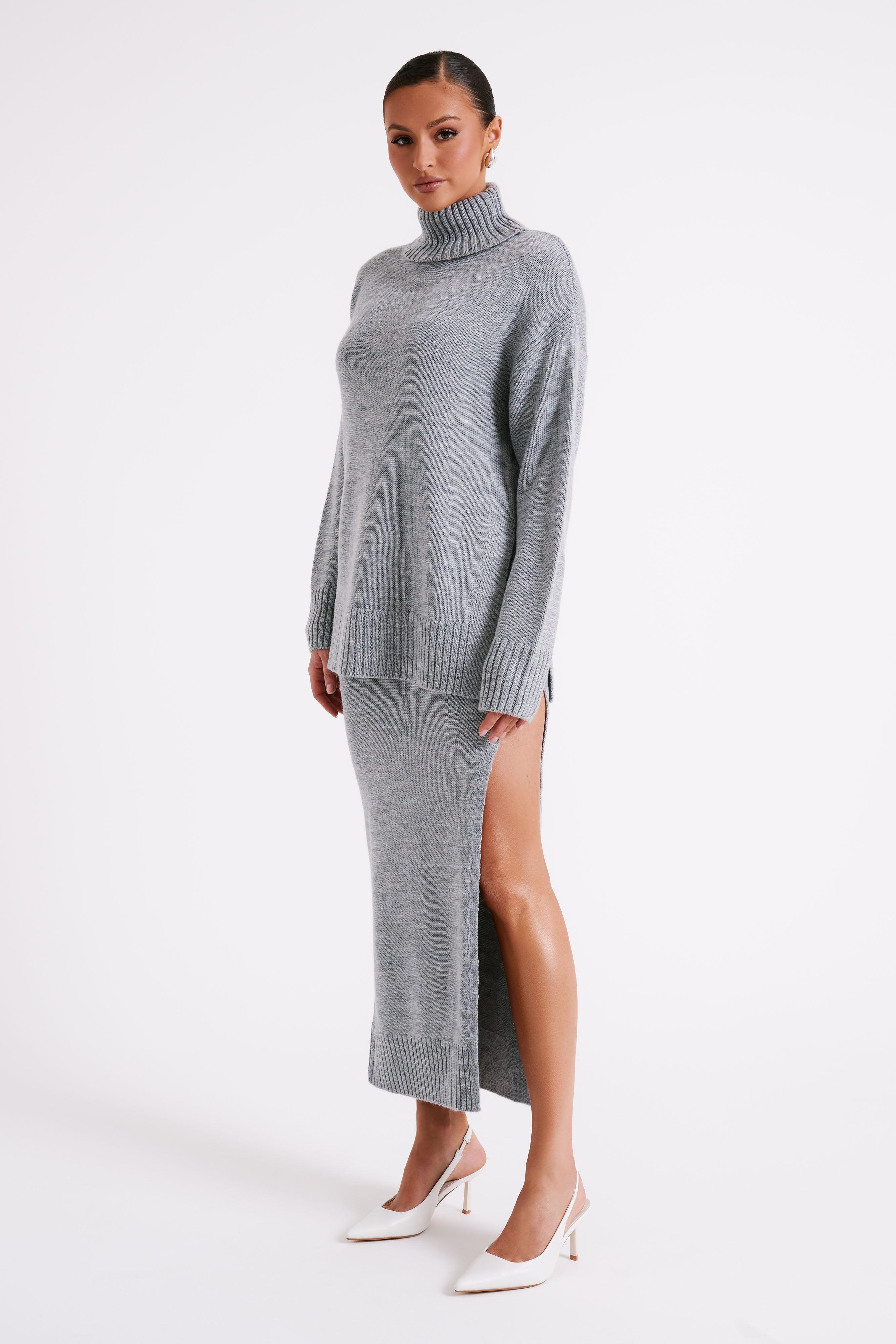 Brittany Knit Midi Skirt - Grey Marle Product Image