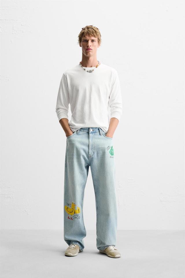 PRINTED BAGGY FIT JEANS Product Image