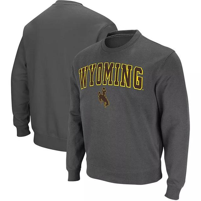 Mens Colosseum Charcoal Wyoming Cowboys Arch & Logo Tackle Twill Pullover Sweatshirt Product Image