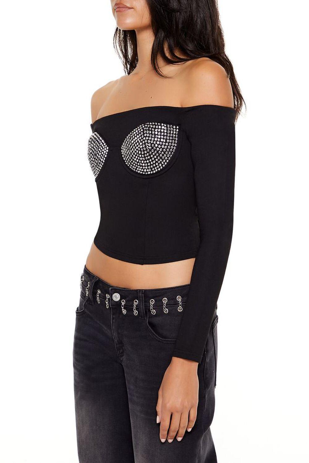 Rhinestone Off-the-Shoulder Top | Forever 21 Product Image