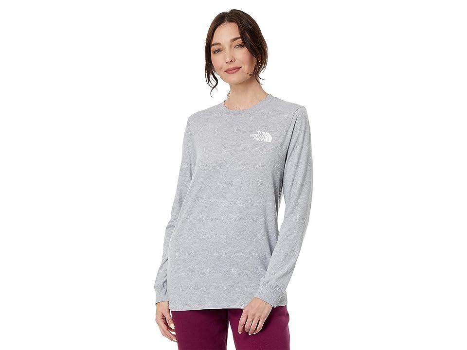 The North Face Long Sleeve Box NSE Tee (TNF Light Grey Heather/TNF Black) Women's Clothing Product Image