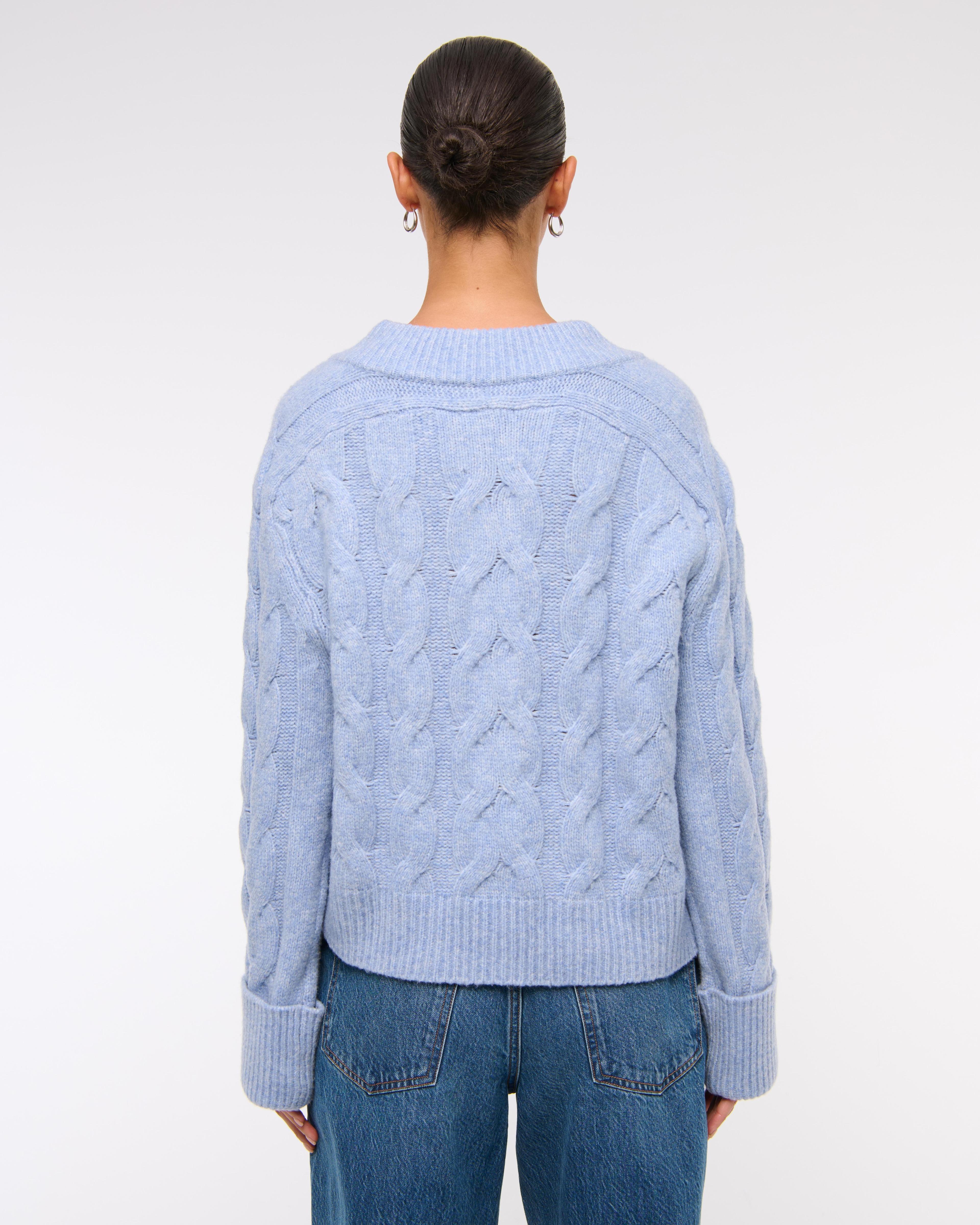 Easy V-Neck Cable Sweater Product Image