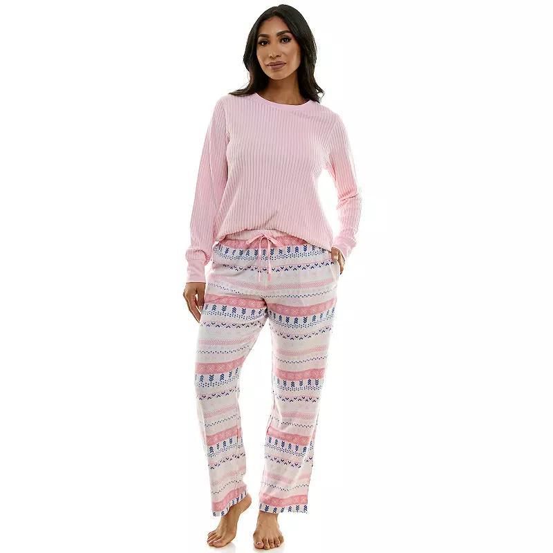 Womens Croft & Barrow 2-pc. Ribbed Pajama Top & Pajama Pants Sleep Set Product Image