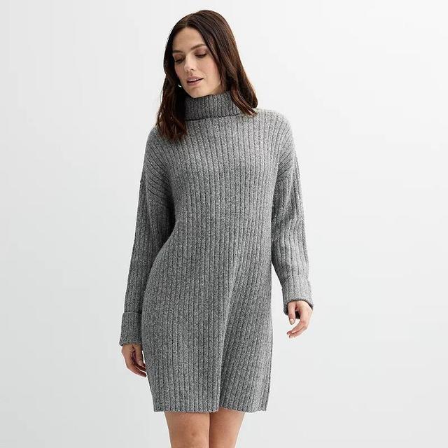 Womens Sonoma Goods For Life Turtleneck Sweater Dress Gray Grey Product Image