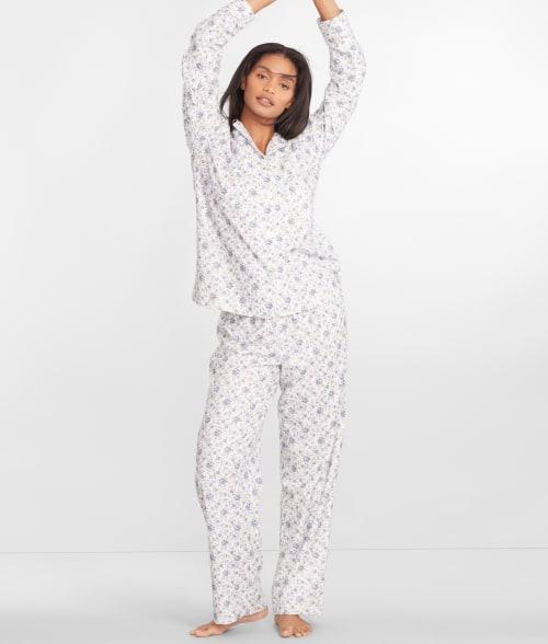 Brushed Twill Notch Collar Woven Pajama Set Product Image