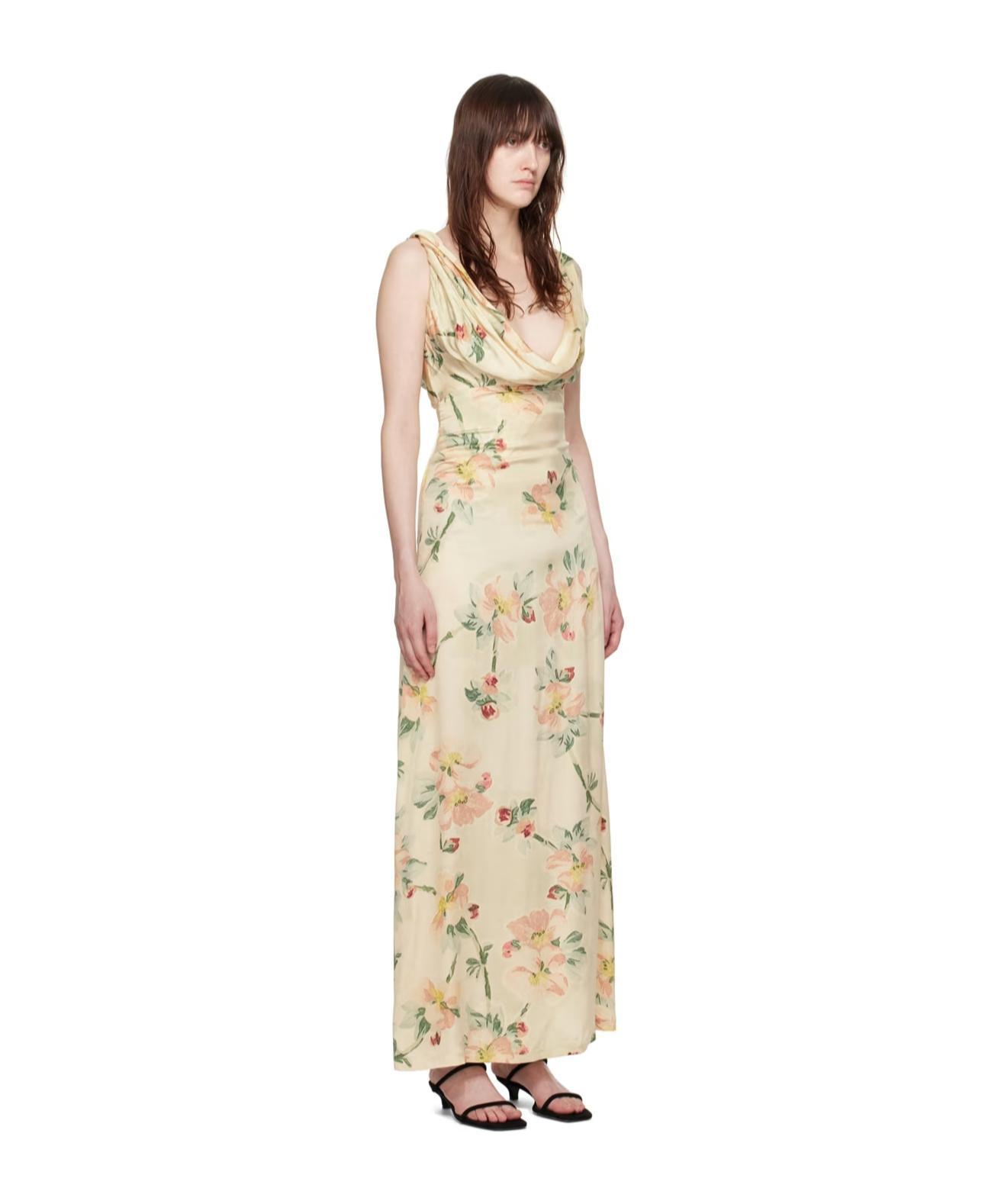 TOTÊME Floral-print Satin Maxi Dress In Yellow Product Image