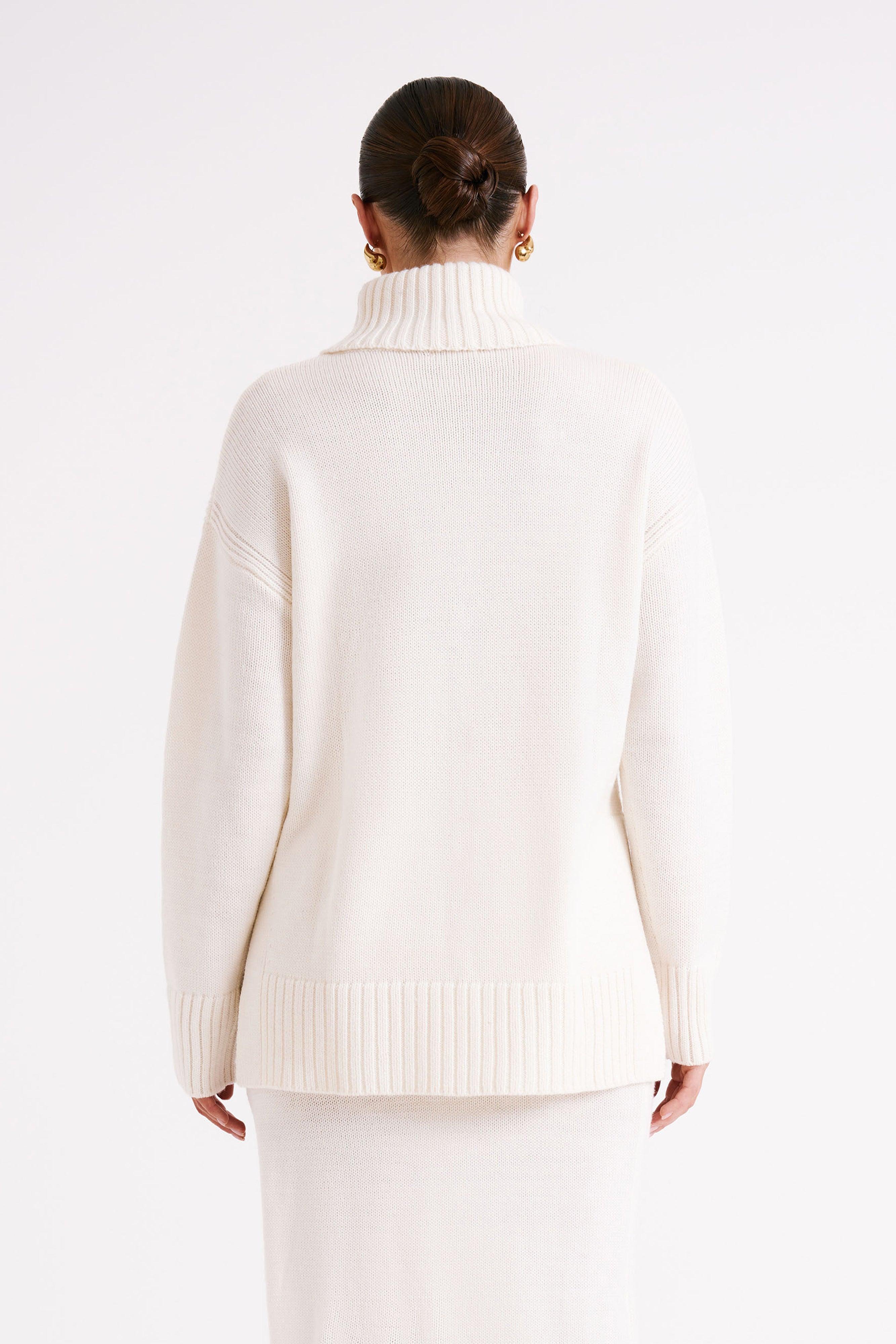 Brittany High Neck Knit Jumper - Ivory Product Image