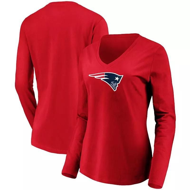 Womens Fanatics Branded New England Patriots Primary Logo Long Sleeve V-Neck T-Shirt Product Image