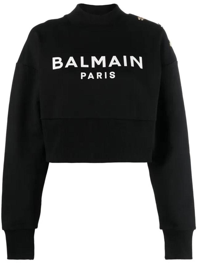 BALMAIN Felpa Corta Con Stampa  Paris In Black Product Image