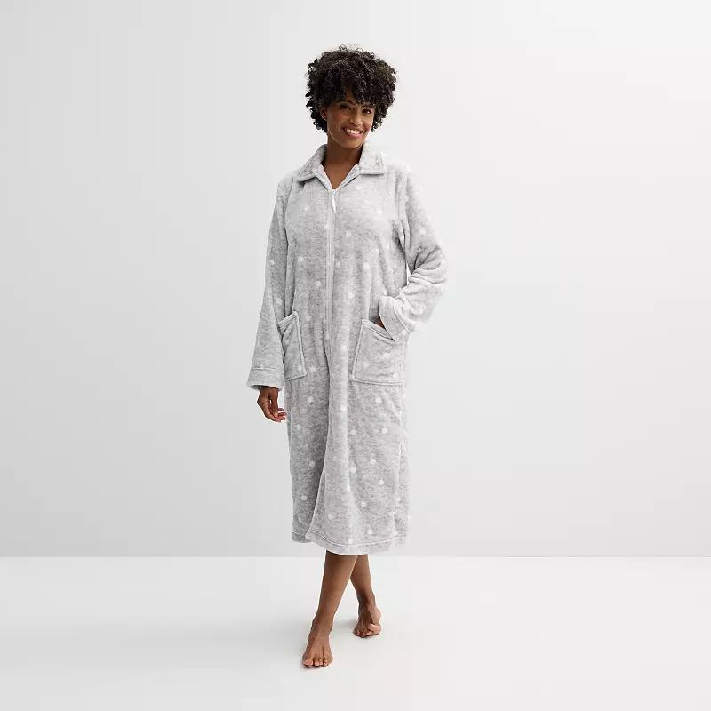 Womens Croft & Barrow Plush Zip Front Long Robe Product Image