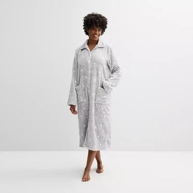 Petite Croft & Barrow Plush Zip-Front Robe, Womens Product Image