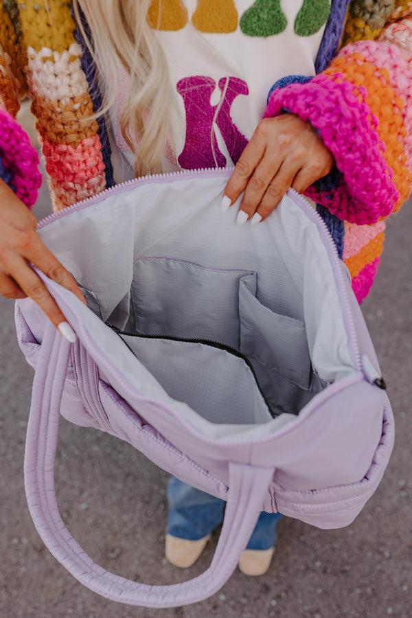 Sharp Witted Quilted Tote In Lavender Product Image