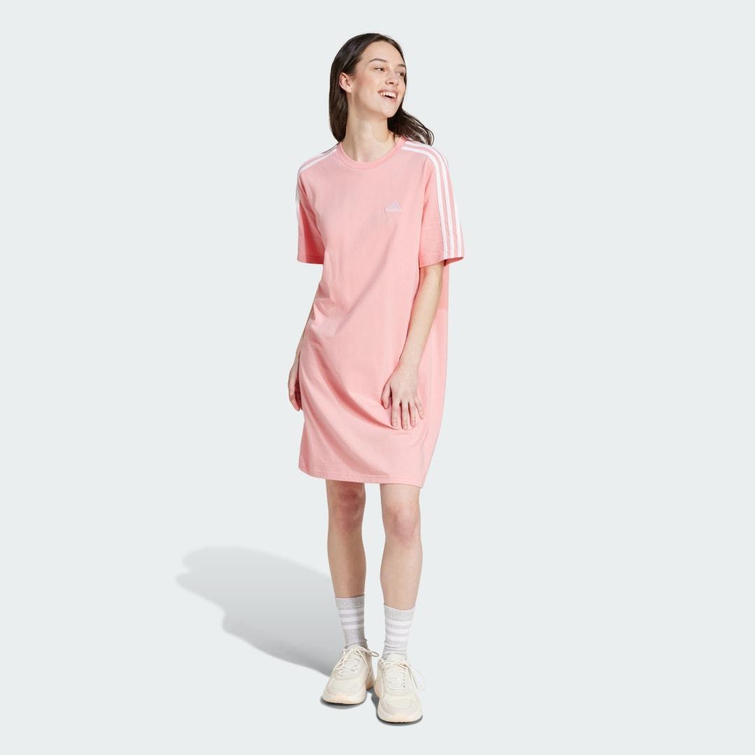 adidas Essentials 3-Stripes Single Jersey Boyfriend Tee Dress Semi Pink Spark L Womens Product Image