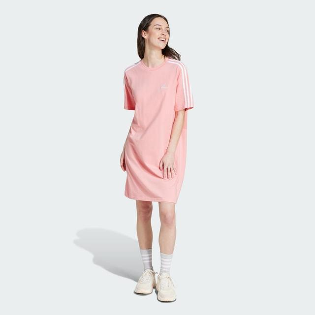 adidas Essentials 3-Stripes Single Jersey Boyfriend Tee Dress Semi Pink Spark L Womens Product Image