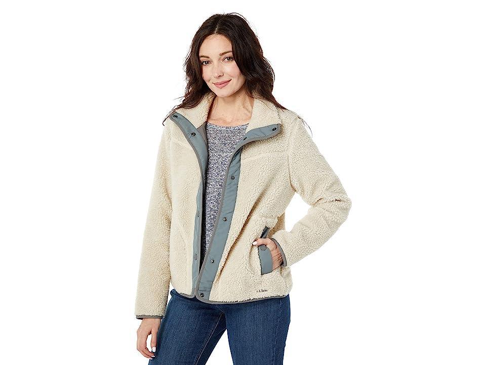 L.L.Bean Plus Size Bean's Sherpa Fleece Jacket (Soapstone) Women's Coat Product Image