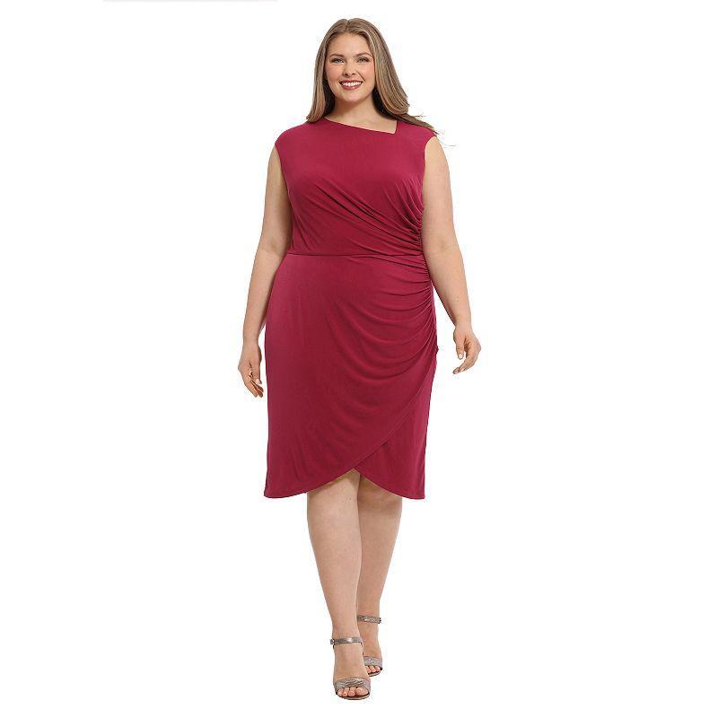 Plus Size London Times Asymmetrical Sheath Dress, Womens Purple product image