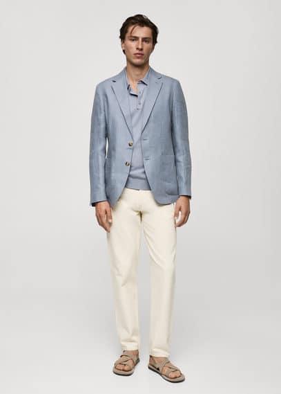 Mango Mens Herringbone Linen Suit Jacket Product Image