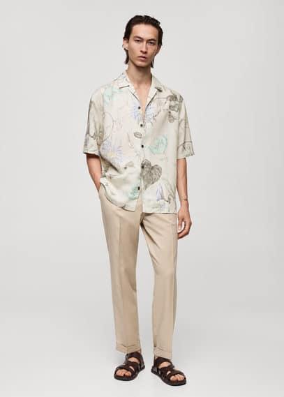 MANGO MAN - Flowy floral print shirt greyMen Product Image