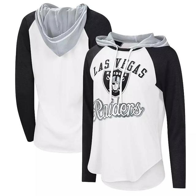 Womens G-III 4Her by Carl Banks White Las Vegas Raiders MVP Raglan Hoodie Long Sleeve T-Shirt Product Image