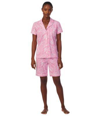 Lauren Ralph Lauren Womens 2-Pc. Notched-Collar Bermuda Pajamas Set Product Image