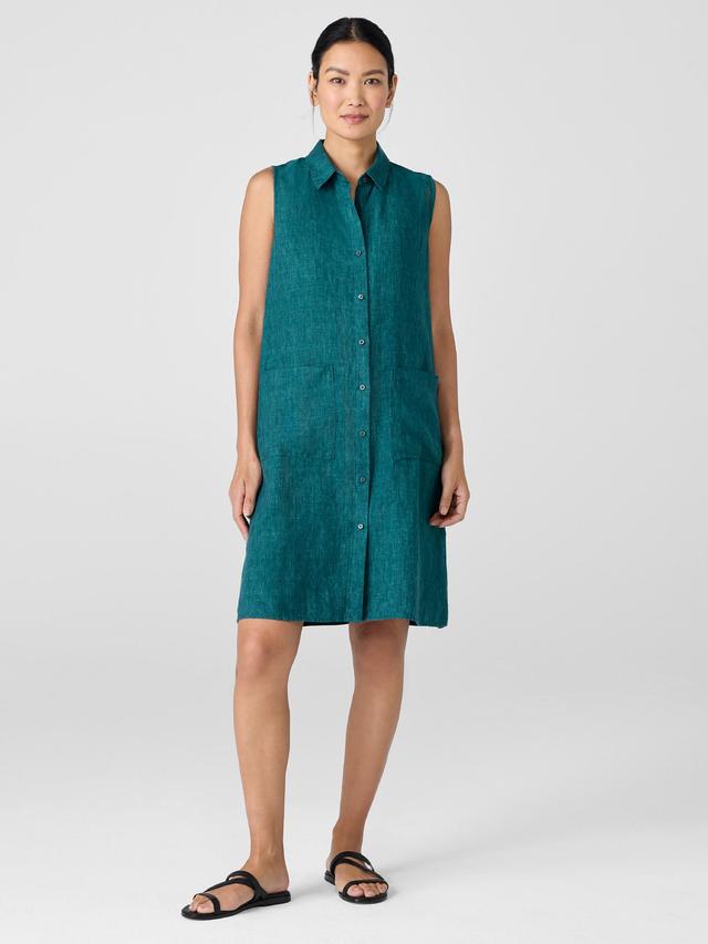 EILEEN FISHER Washed Organic Linen Délavé Sleeveless Shirtdressfemale Product Image