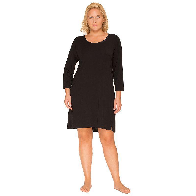 Plus Size Cuddl Duds Essentials 3/4 Sleeve Sleepshirt, Womens Product Image