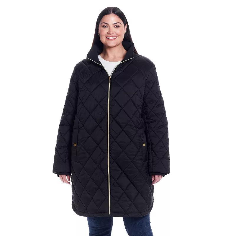 Plus Size Weathercast Quilted Zip Front Walker Jacket, Womens Dusty Green Product Image