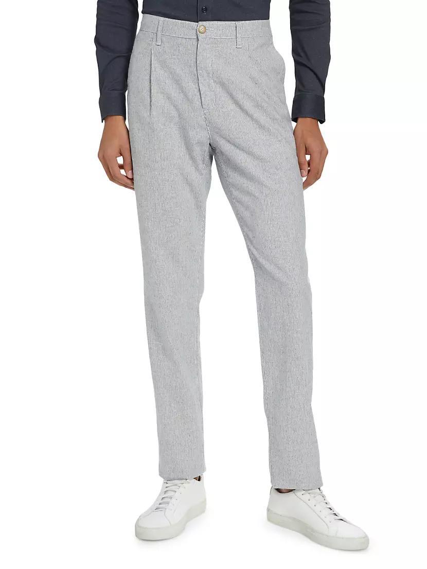 COLLECTION Fine Striped Beach Linen-Blend Trousers Product Image