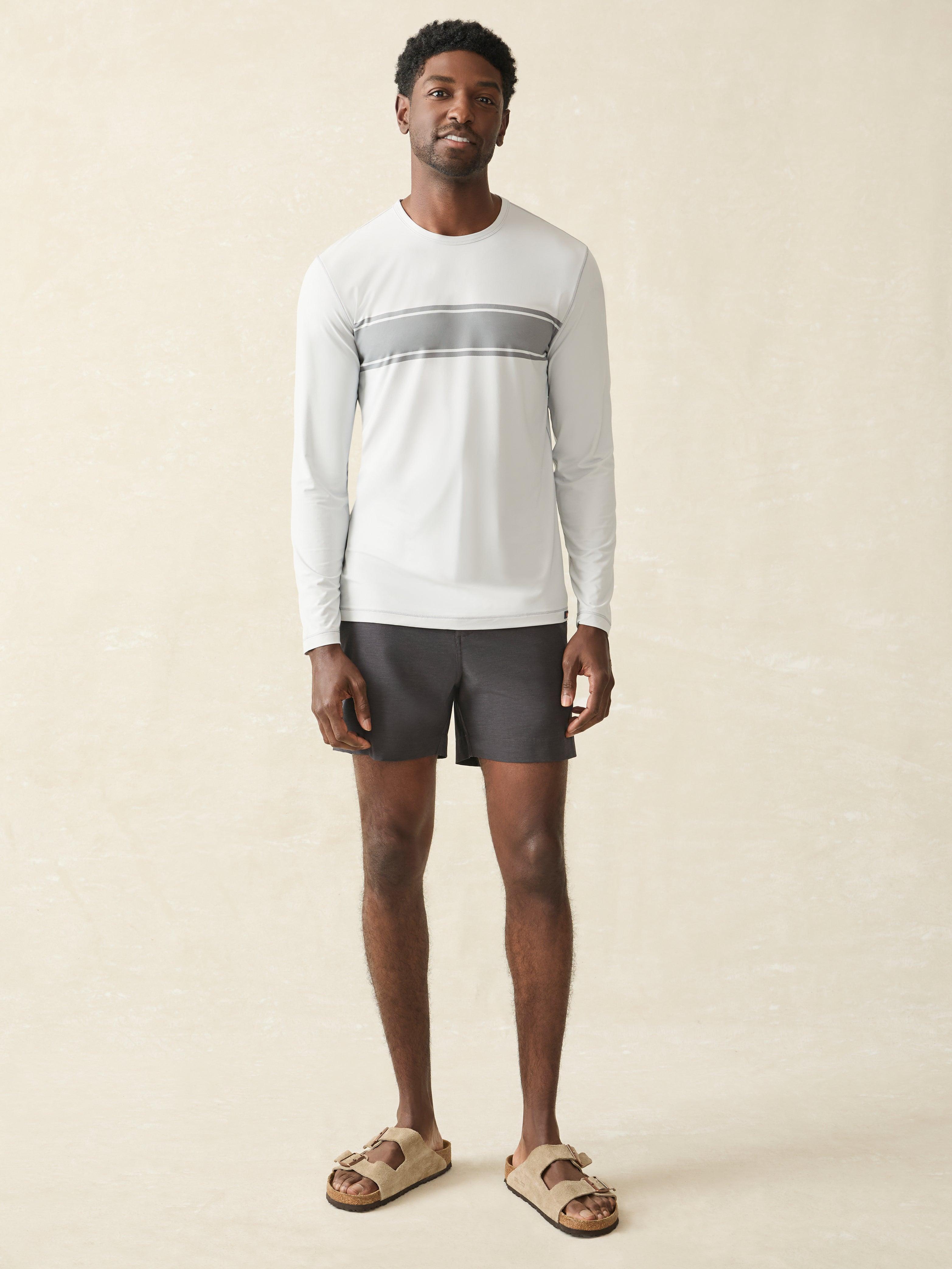 Shorelite Long-Sleeve Tech Tee - Grey Steel Surf Stripe Product Image