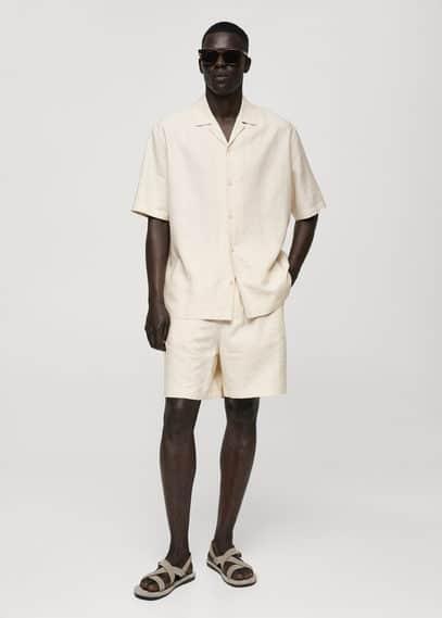 MANGO MAN - Relaxed-fit linen-blend shirt ecruMen Product Image