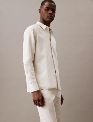 Solid Linen Blend Classic Button-Down Shirt Product Image