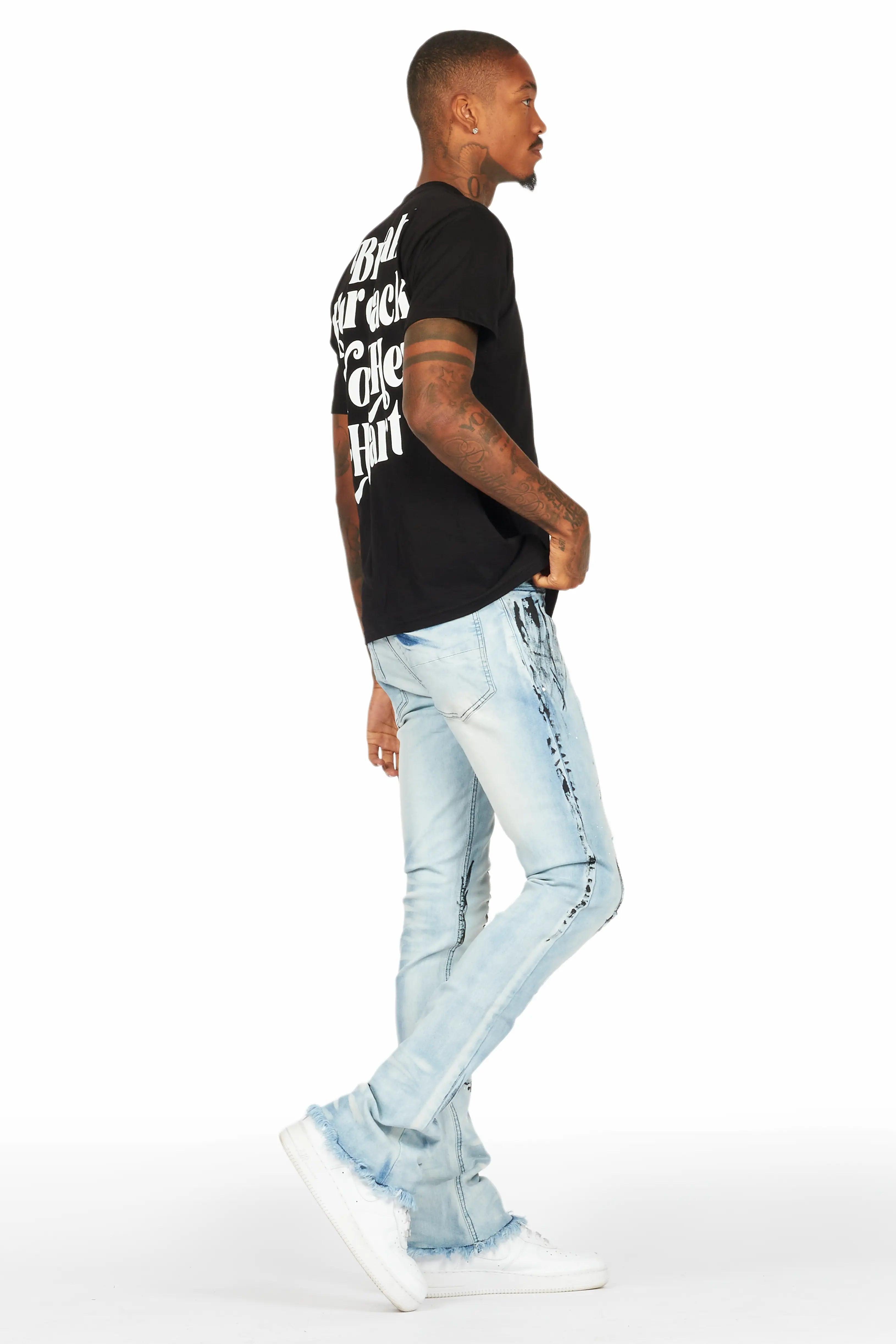 Diamo Black T-Shirt/Stacked Flare Jean Set Male Product Image