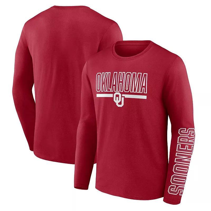 Mens Profile Crimson Oklahoma Sooners Big & Tall Two-Hit Graphic Long Sleeve T-Shirt Product Image