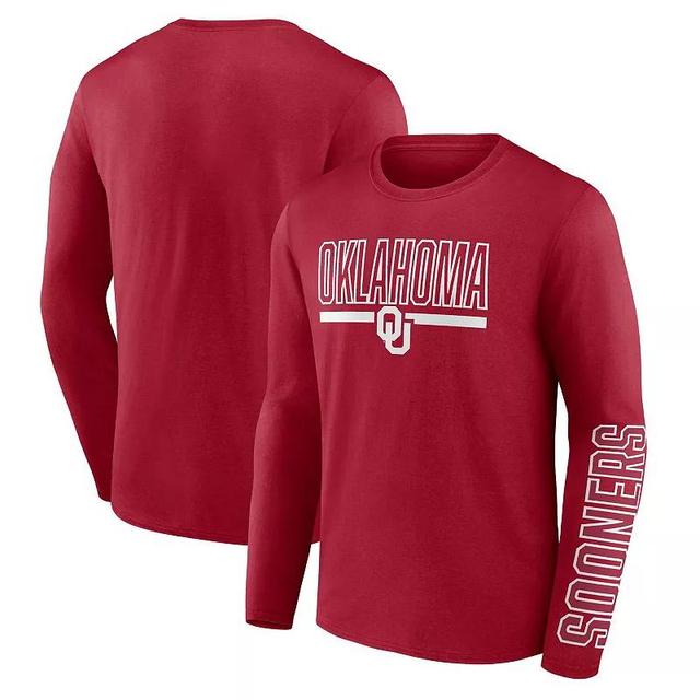 Mens Profile Crimson Oklahoma Sooners Big and Tall Two-Hit Graphic Long Sleeve T-shirt Product Image