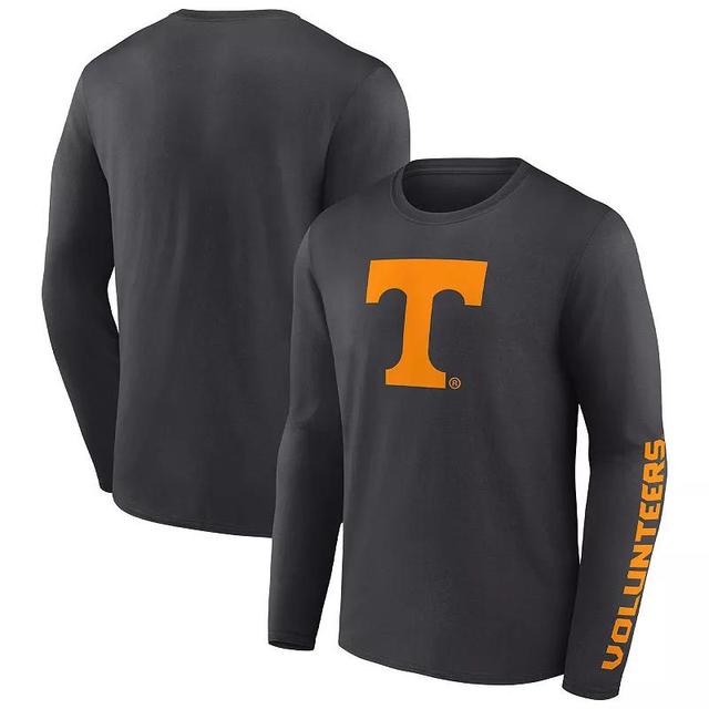 Mens Fanatics Branded Heathered Charcoal Tennessee Volunteers Double Time 2-Hit Long Sleeve T-Shirt Product Image