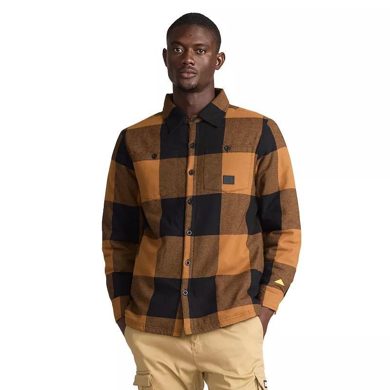 Mens Caterpillar Sherpa-Lined Plaid Flannel Shacket Product Image