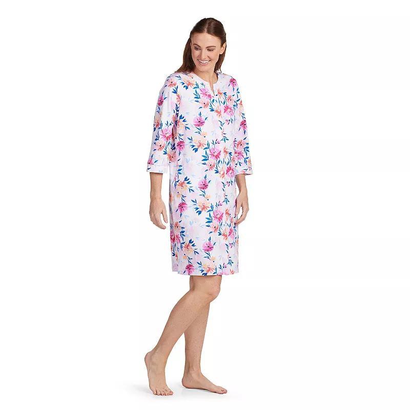 Womens Miss Elaine Essentials Interlock Knit Short Zip Robe Product Image