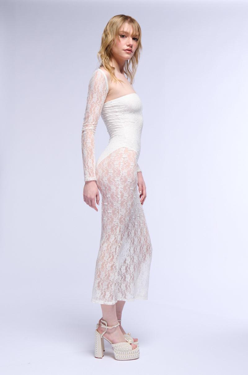 SIANNE STRAPLESS FLORAL LACE MAXI DRESS Product Image