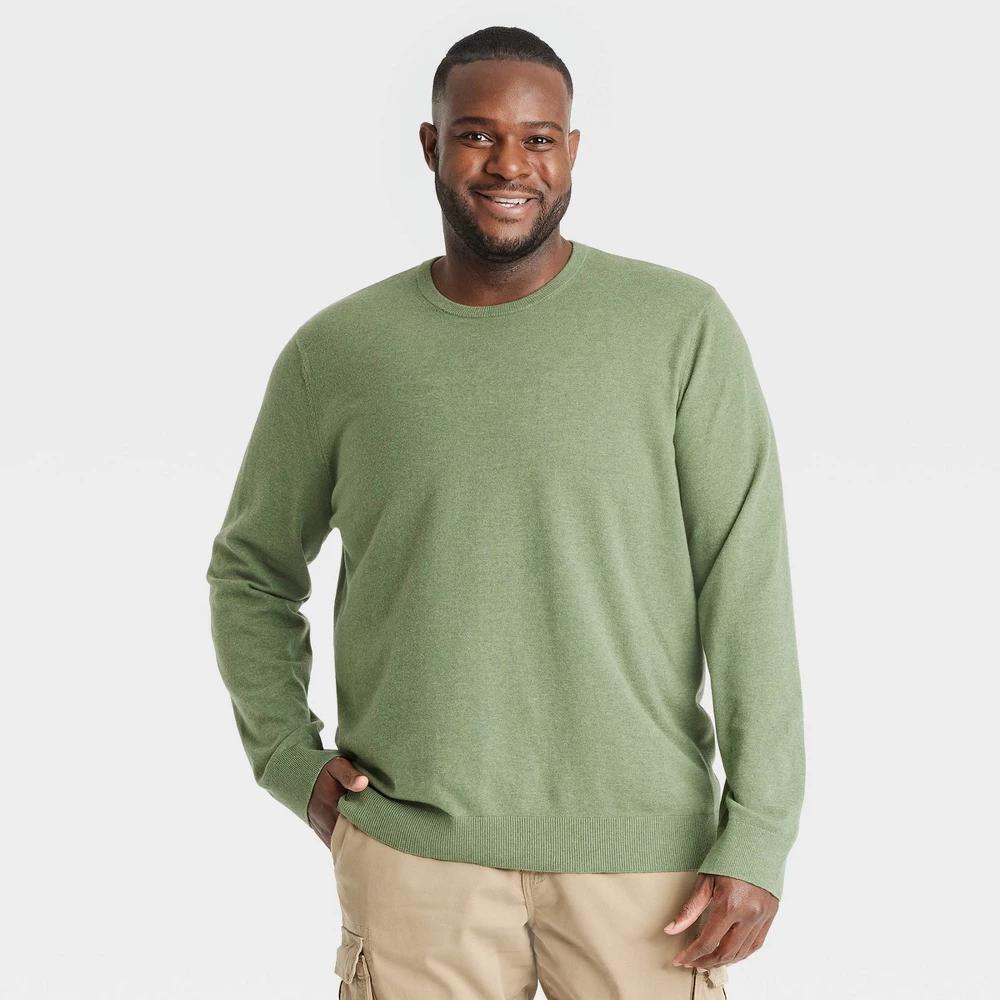 Mens Big & Tall Soft Knit Crewneck Pullover Sweater - Goodfellow & Co Olive 3XLT Product Image