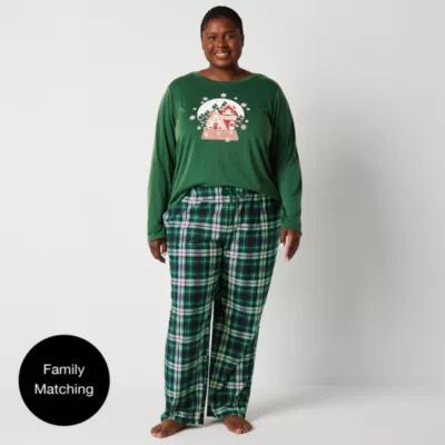 North Pole Trading Co. Womens Plus Crew Neck Long Sleeve Matching Family Pant Pajama Set Product Image