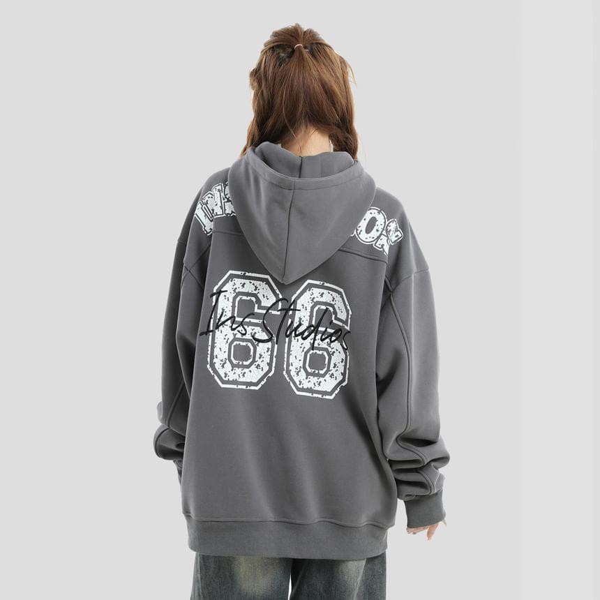 Couple Matching Lettering Zip-Up Hoodie Product Image