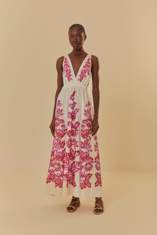 Off-White Flowerful Birds Midi Dress, FLOWERFUL BIRDS OFF-WHITE / L Product Image