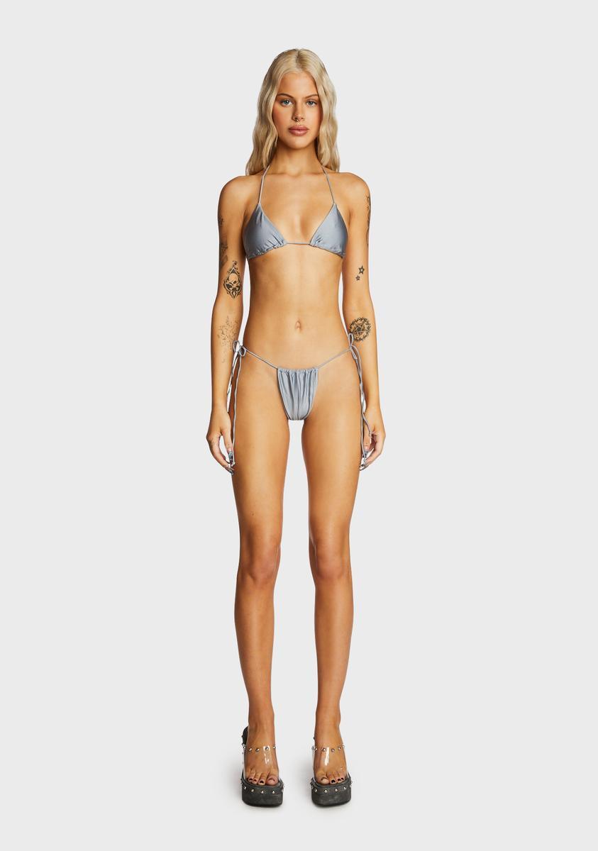 Triangle Bikini Top Bottom Set - Gray Product Image