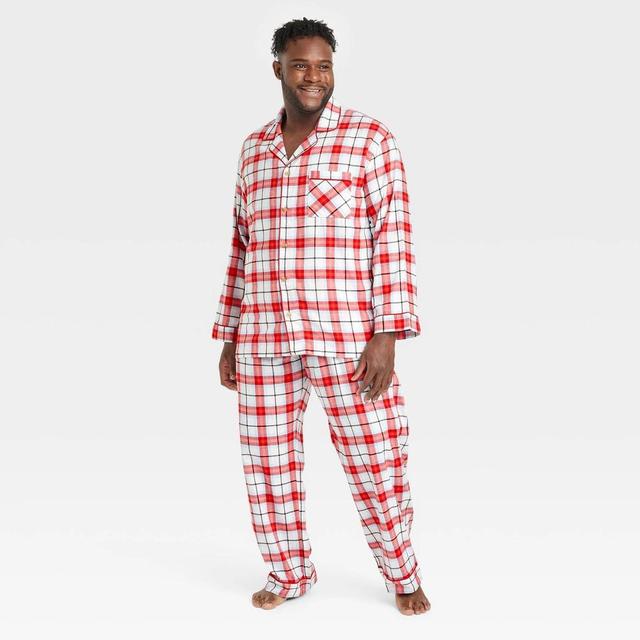 Mens Big & Tall Plaid Flannel Holiday Matching Family Pajama Set - Wondershop White 4XL Product Image