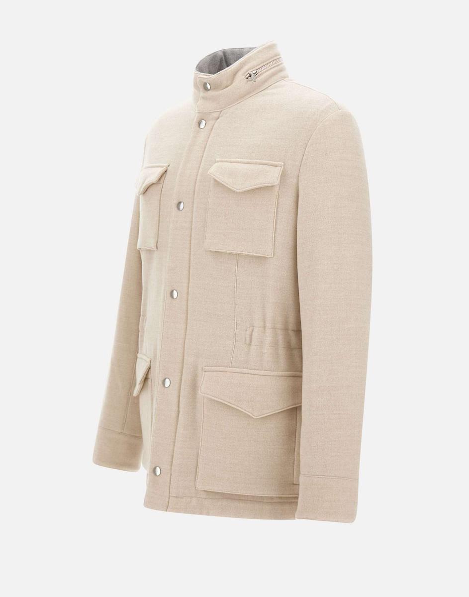 ELEVENTY Silk Hooded Jacket In Beige Product Image