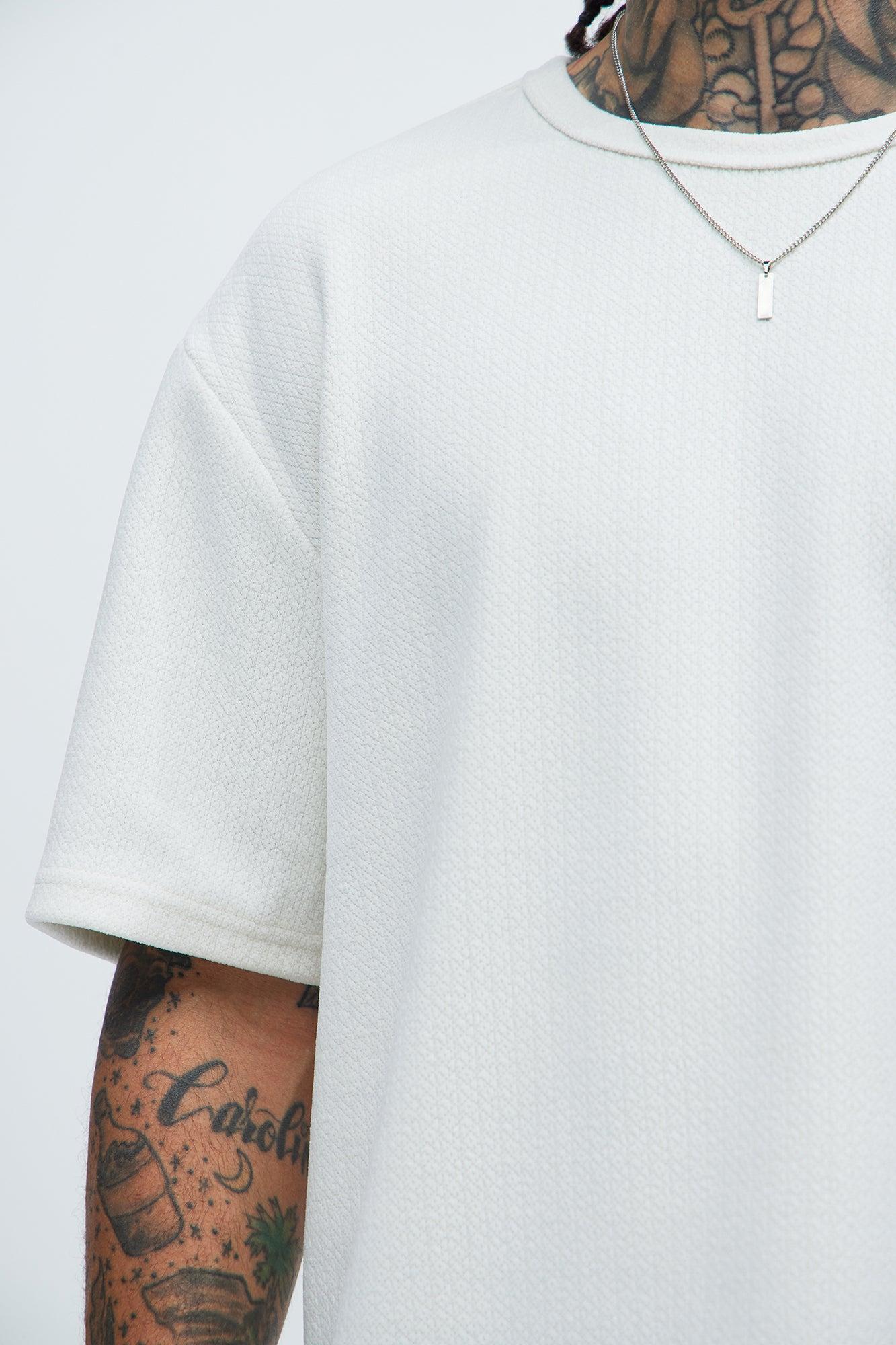 Dudley Textured Relaxed Short Sleeve Tee - Off White Product Image